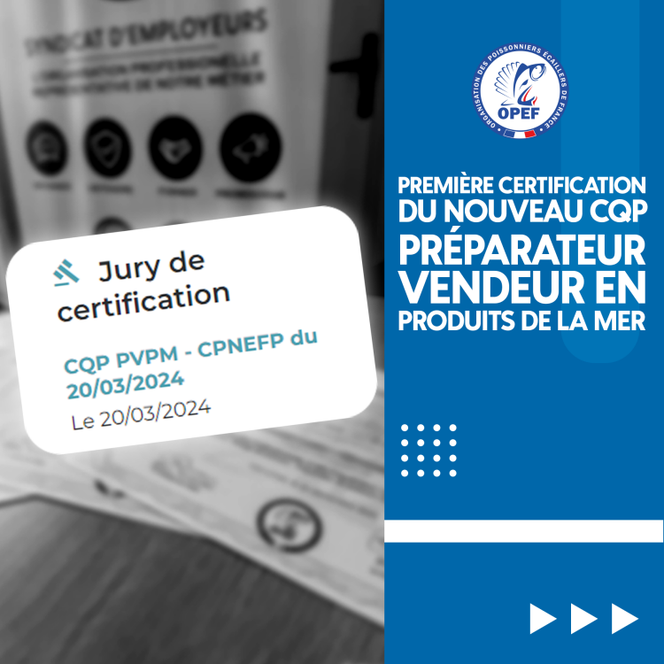 Première certification du nouveau CQP - Préparateur vendeur en produits de la mer
